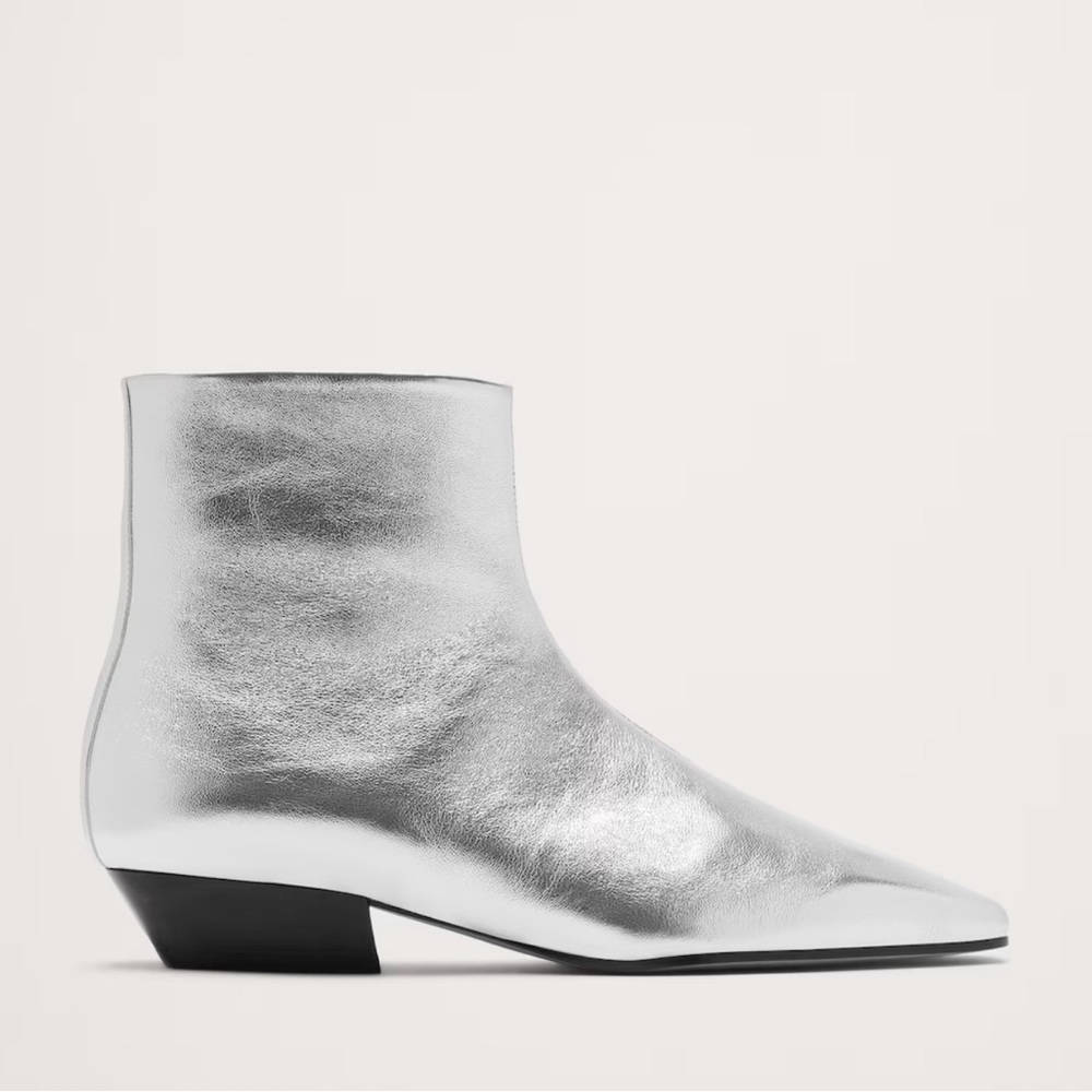 Banana Republic ITALIAN METALLIC-LEATHER ANKLE BOOT- NWT